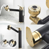 ELLEN Multifunction Bathroom Sink Faucet Hot Cold Water Mixer Crane Antique Bronze Deck Mounted Universal Water Taps EL13266