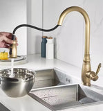 Tuqiu Kitchen Faucets Antique Sink Faucets Brass Sink Tap Pull Out Rotate Spout Mixers Tap Hot Cold Water Crane