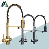 rozin Pull Down Filter Kitchen Faucet Black 3 Way Drinking Pure Water Faucets Brass 360° Flexible Purification Water Mixer Tap