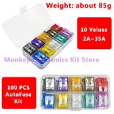 100Pcs Medium car Auto Fuse Kit 15A 20A 25A 30A 35A 10 Types Car Fuse Assortment with Box Blade Type Fuse Assorted Kit