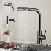 Flying Rain Pull-Out Faucet For Hot and Cold Washing Vegetable Basin Sink Splash Proof Retractable Stainless Steel Kitchen Fauce