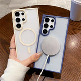 Magsafe Magnetic Wireless Charge Case For Samsung Galaxy S25 S24 S23 S22 S21 Ultra Plus Matte Shockproof Clear Hard Back Cover