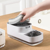 2 In 1 Kitchen Soap Dispenser Liquid Soap Pump Container with Sponge Holder Sink Drain Tray Manual Soap Dispenser