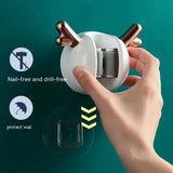 Mop Clip Wall-mounted Hole-free With Hooks Light Luxury Deer Household Multifunctional Mop Organiser