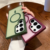 Magsafe Magnetic Wireless Charge Case For Samsung Galaxy S25 S24 S23 S22 S21 Ultra Plus Matte Shockproof Clear Hard Back Cover