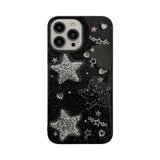 Black 3D Sparkling Pink Star Phone Case For Iphone 15 14 13 12 11 Pro Max X XR XSMAX 7 8 Plus SE TPU Case Cover New Products