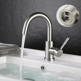 304 Stainless Steel Hot and Cold Basin Faucet Bathroom Sink Wash Basin Rotatable Brushed Faucet