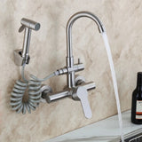 Onyzpily Brushed Nickel 304 stainless steel Kitchen Sink Faucet Mixer Tap Stream Sprayer Head Wall Installation