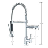 Chrome Brass Kitchen Sink Faucet Pull Down Hot and Cold Water Mixer 2 Mode Tap with Dual Spout 360 Rotation Flexible Deck Mount