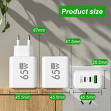 PD 65W USB C Charger GaN Fast Charging Quick Charge 3.0 Mobile Phone Charger Adapter For iPhone Xiaomi Samsung Oneplus OPPO