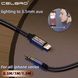 Aux Audio Cable For Iphone 14 Pro 13 8 Pin To 3 5 MM Jack Adapter For Iphone 12 11 12mini Xs Max Xr 8 3.5mm Audio Splitter Cabel