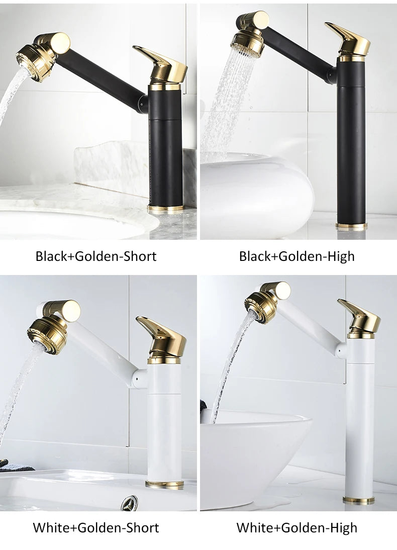 ELLEN Multifunction Bathroom Sink Faucet Hot Cold Water Mixer Crane Antique Bronze Deck Mounted Universal Water Taps EL13266