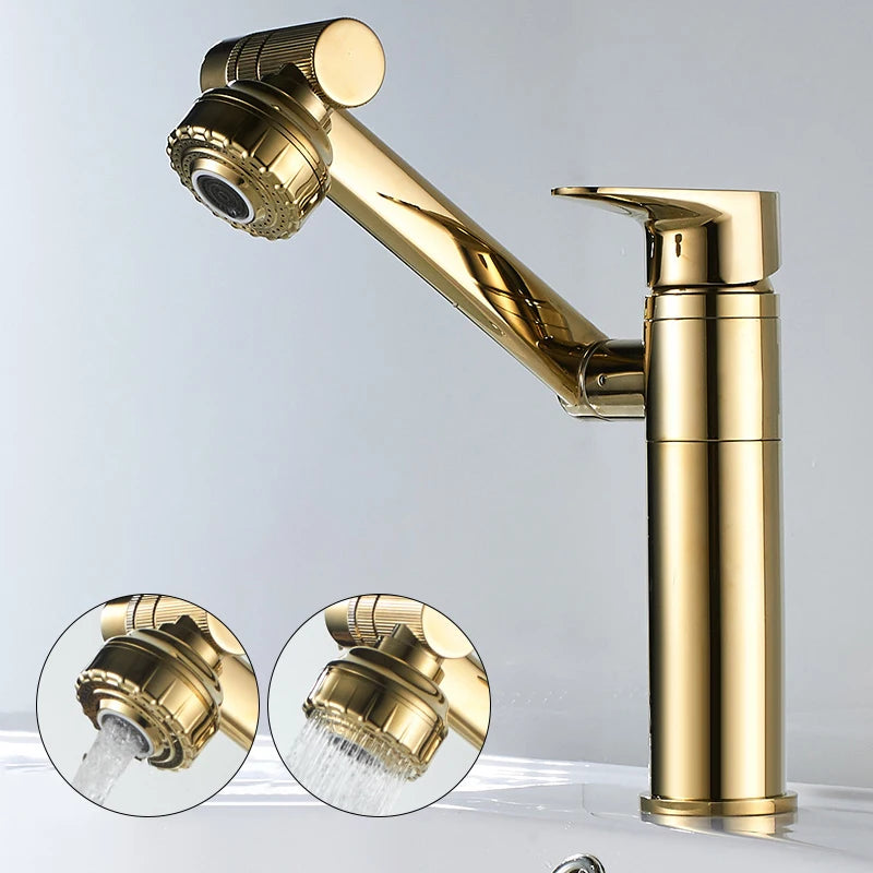 ELLEN Multifunction Bathroom Sink Faucet Hot Cold Water Mixer Crane Antique Bronze Deck Mounted Universal Water Taps EL13266