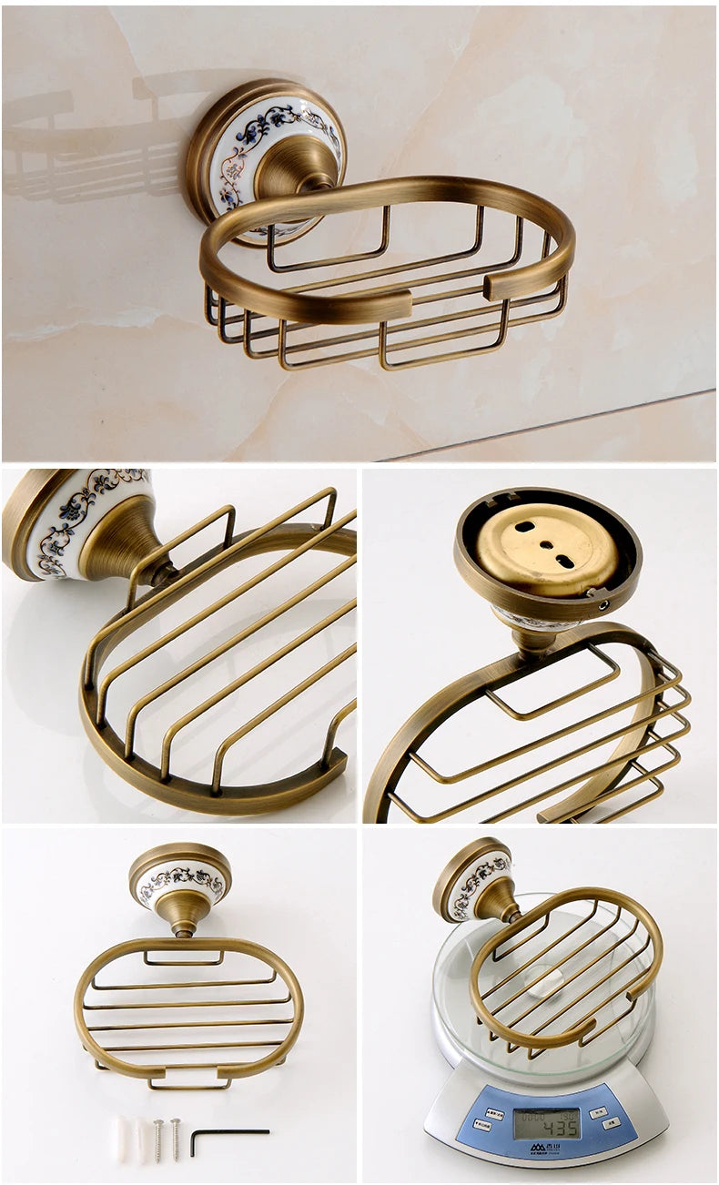 Antique Bronze Bathroom Accessories Sets Towel Shelf Towel Holder Toilet Paper Holder Rove Hook Ceramic Bathroom Products EL3100