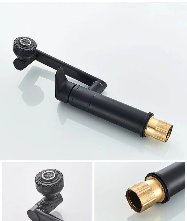 ELLEN Multifunction Bathroom Sink Faucet Hot Cold Water Mixer Crane Antique Bronze Deck Mounted Universal Water Taps EL13266