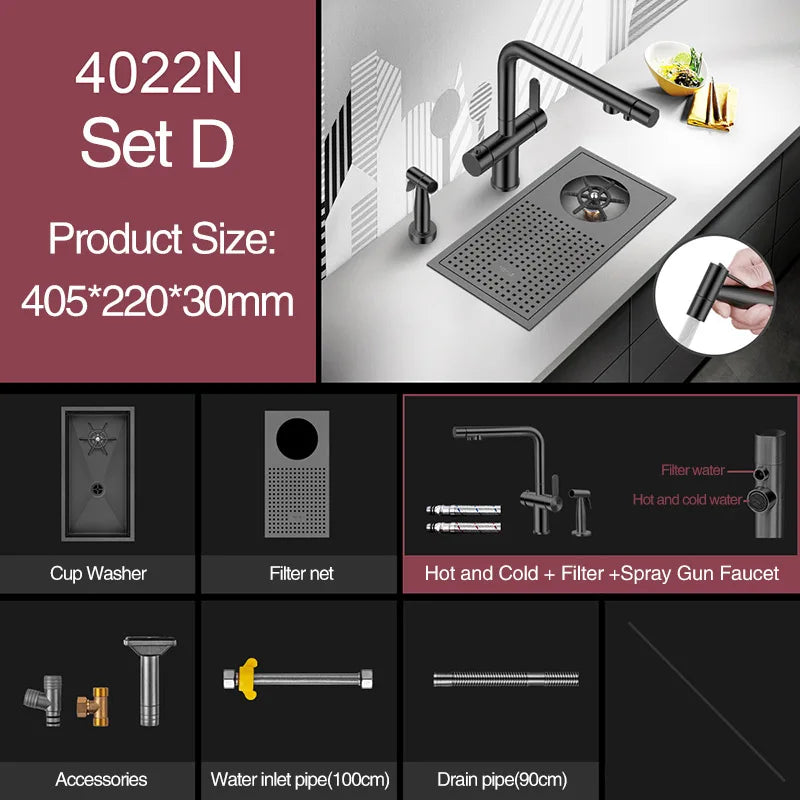 Bar Counter kitchen Nanometer Cup Rinser 304 Stainless Steel Handmade Brushed Cup Washer For Milk Tea Cafe Fast Food Shop