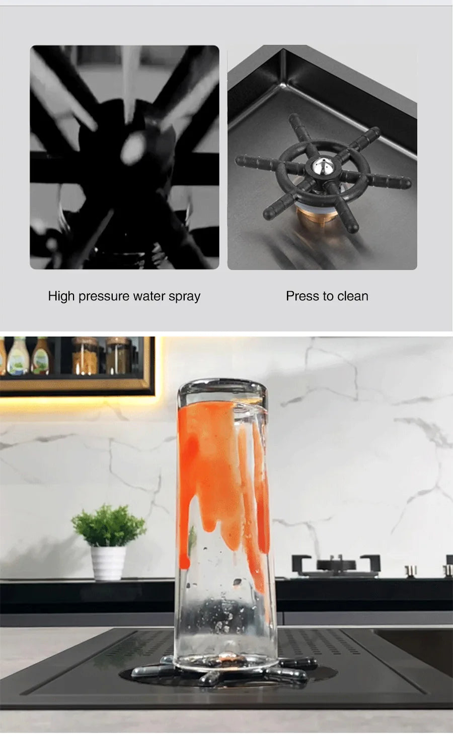 Bar Counter kitchen Nanometer Cup Rinser 304 Stainless Steel Handmade Brushed Cup Washer For Milk Tea Cafe Fast Food Shop