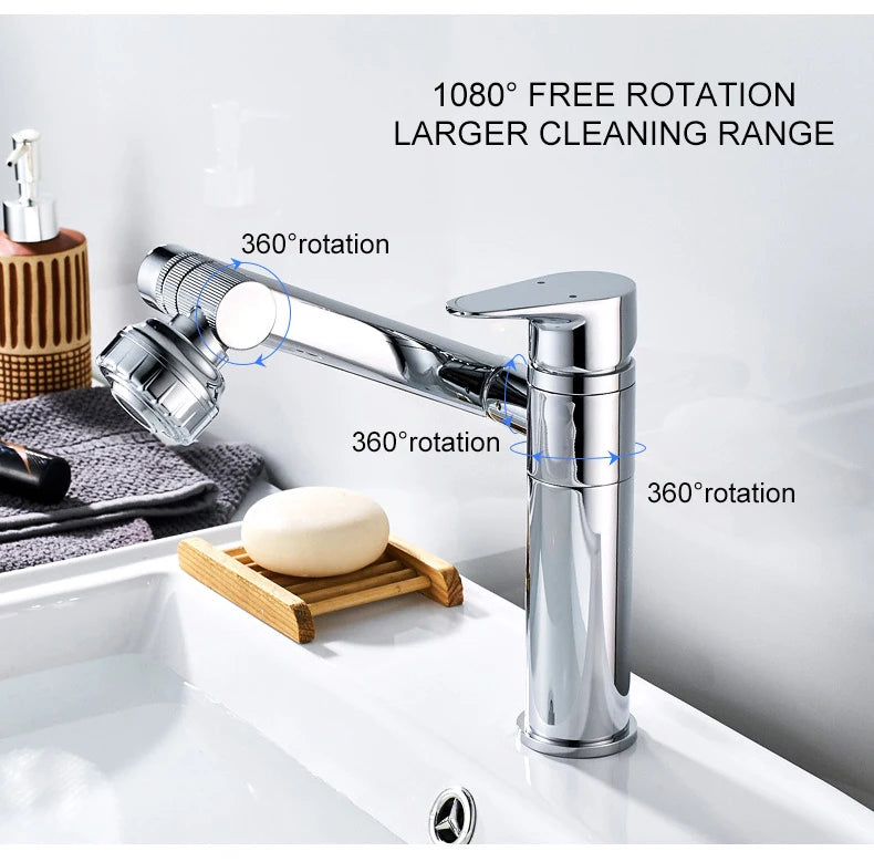 ELLEN Multifunction Bathroom Sink Faucet Hot Cold Water Mixer Crane Antique Bronze Deck Mounted Universal Water Taps EL13266