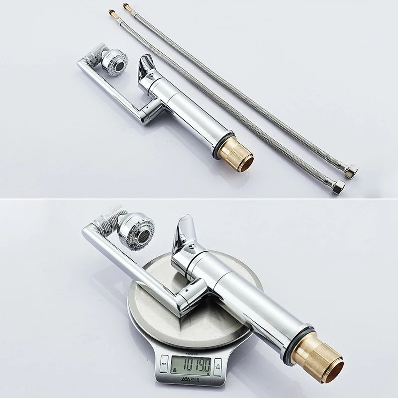 ELLEN Multifunction Bathroom Sink Faucet Hot Cold Water Mixer Crane Antique Bronze Deck Mounted Universal Water Taps EL13266