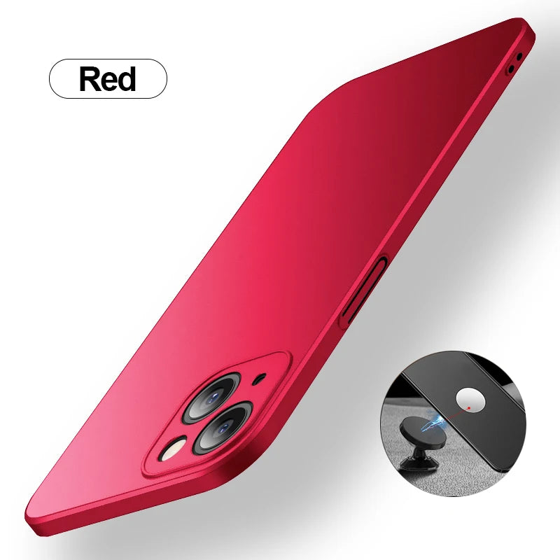 Invisible Magnetic Car Case For iPhone 13 14 15 11 12 Pro Max Ultra Thin Hard Plastic Protection Cover For iPhone 13 15 Pro Max
