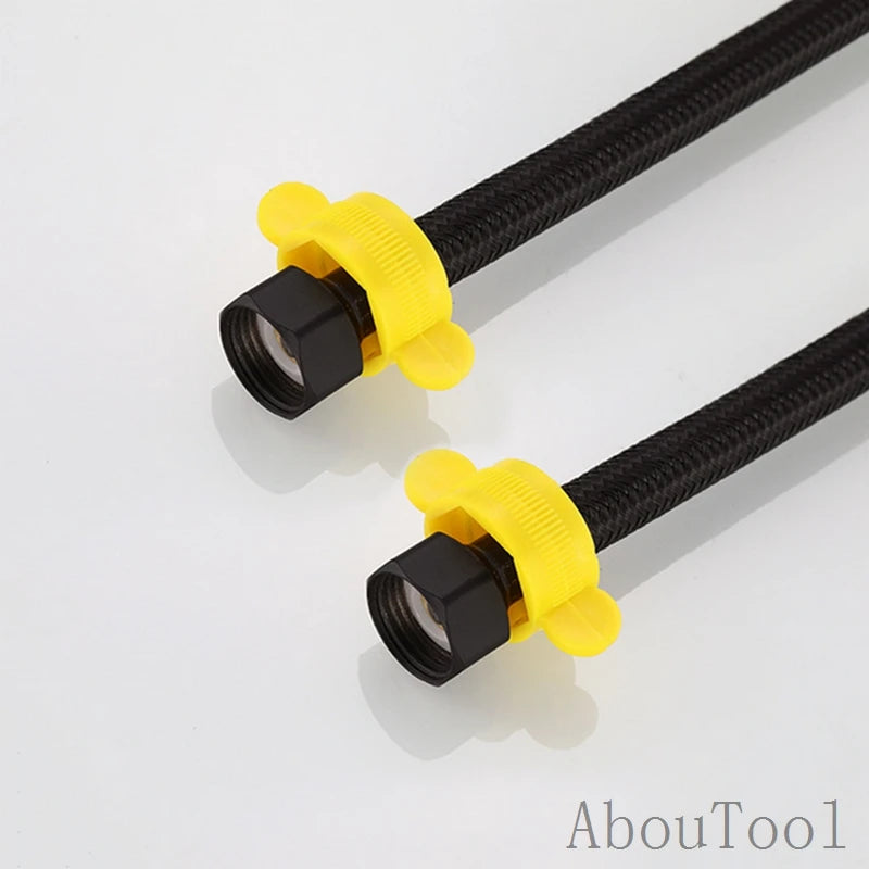 G1/2 4Point Black Nylon Water Inlet Hose Faucet Hose Water Heater Pipe Toilet Connection Kitchen Bathroom Hose All Black Tube