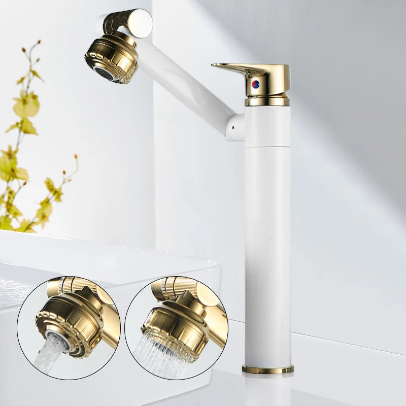 ELLEN Multifunction Bathroom Sink Faucet Hot Cold Water Mixer Crane Antique Bronze Deck Mounted Universal Water Taps EL13266