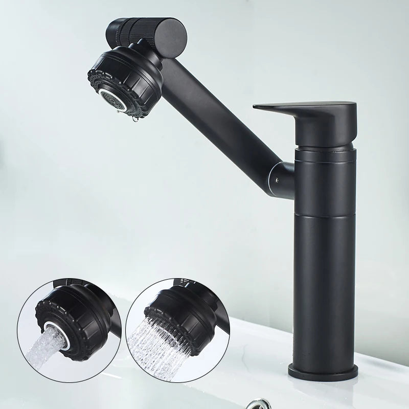 ELLEN Multifunction Bathroom Sink Faucet Hot Cold Water Mixer Crane Antique Bronze Deck Mounted Universal Water Taps EL13266