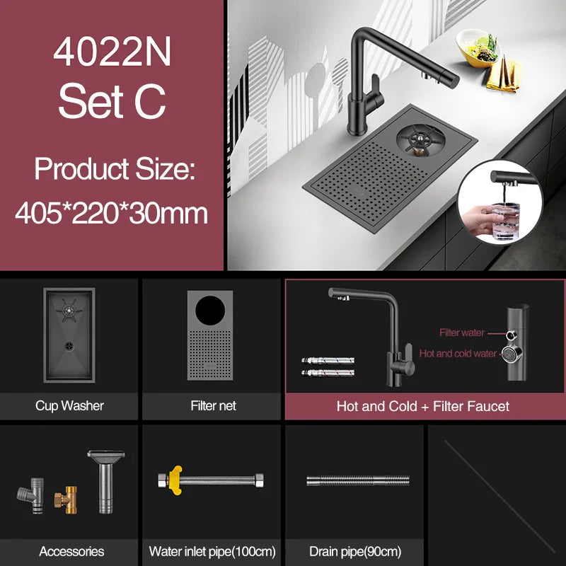 Bar Counter kitchen Nanometer Cup Rinser 304 Stainless Steel Handmade Brushed Cup Washer For Milk Tea Cafe Fast Food Shop