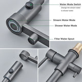 rozin Pull Down Filter Kitchen Faucet Black 3 Way Drinking Pure Water Faucets Brass 360° Flexible Purification Water Mixer Tap
