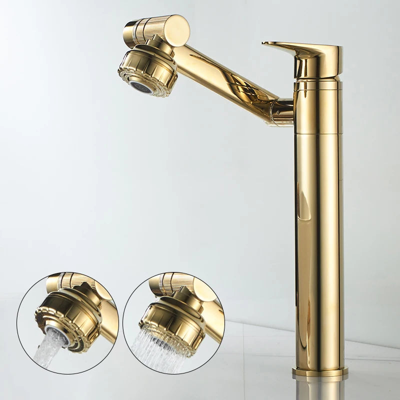 ELLEN Multifunction Bathroom Sink Faucet Hot Cold Water Mixer Crane Antique Bronze Deck Mounted Universal Water Taps EL13266