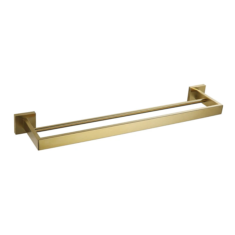 Stainless Steel Double Towel Bars Square Towel Rack Holder Wall Mounted Bathroom Accessories Brushed Gold/Brushed/Mirror/Black