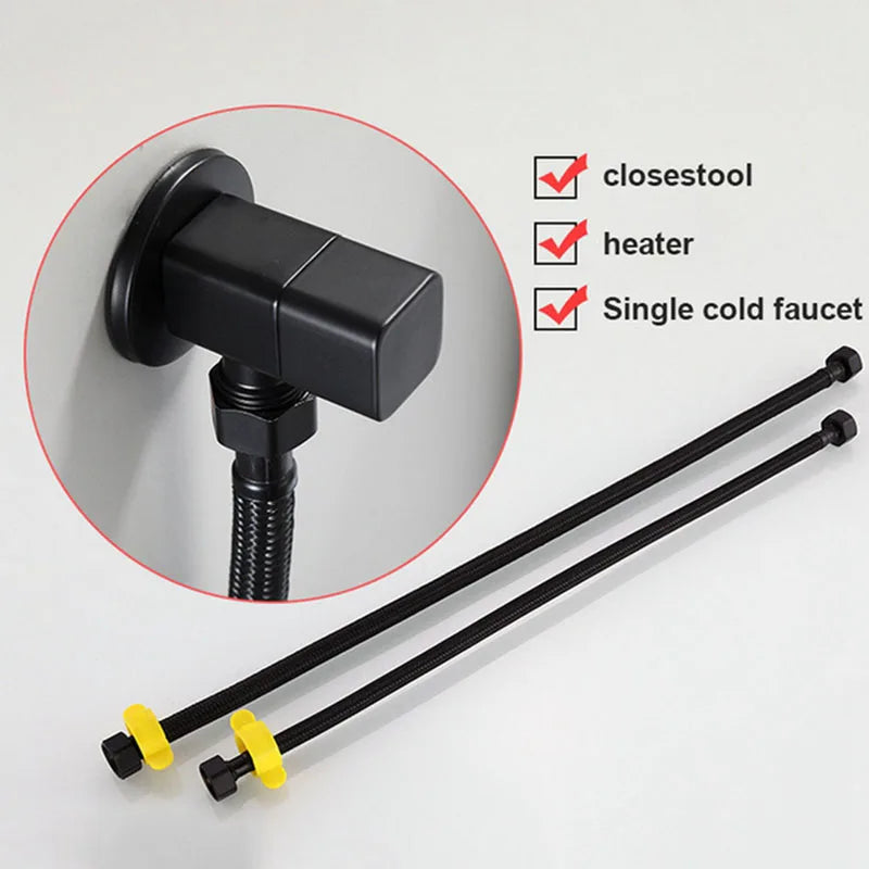 G1/2 4Point Black Nylon Water Inlet Hose Faucet Hose Water Heater Pipe Toilet Connection Kitchen Bathroom Hose All Black Tube