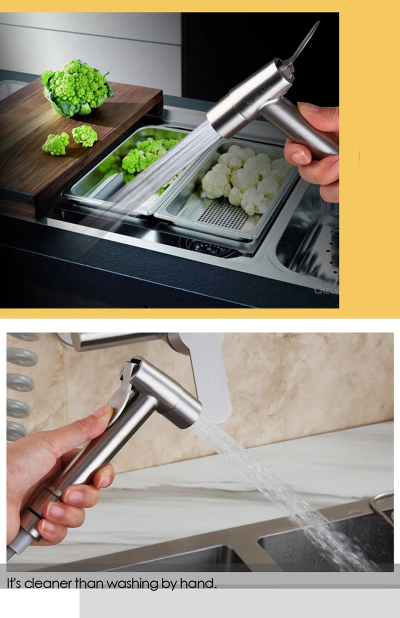 Onyzpily Brushed Nickel 304 stainless steel Kitchen Sink Faucet Mixer Tap Stream Sprayer Head Wall Installation