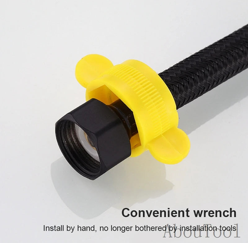 G1/2 4Point Black Nylon Water Inlet Hose Faucet Hose Water Heater Pipe Toilet Connection Kitchen Bathroom Hose All Black Tube