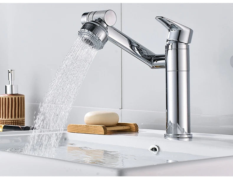 ELLEN Multifunction Bathroom Sink Faucet Hot Cold Water Mixer Crane Antique Bronze Deck Mounted Universal Water Taps EL13266