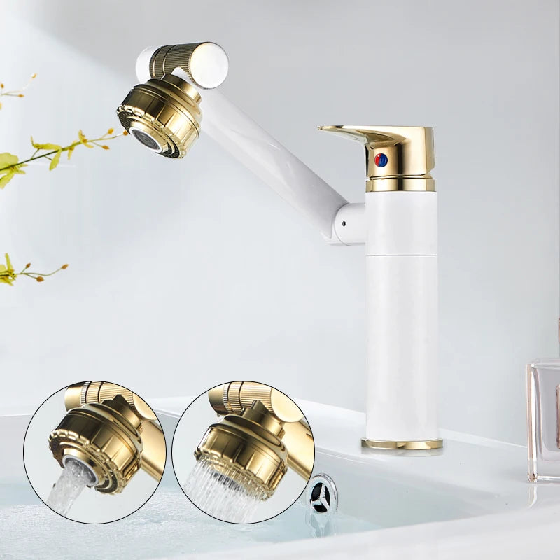 ELLEN Multifunction Bathroom Sink Faucet Hot Cold Water Mixer Crane Antique Bronze Deck Mounted Universal Water Taps EL13266