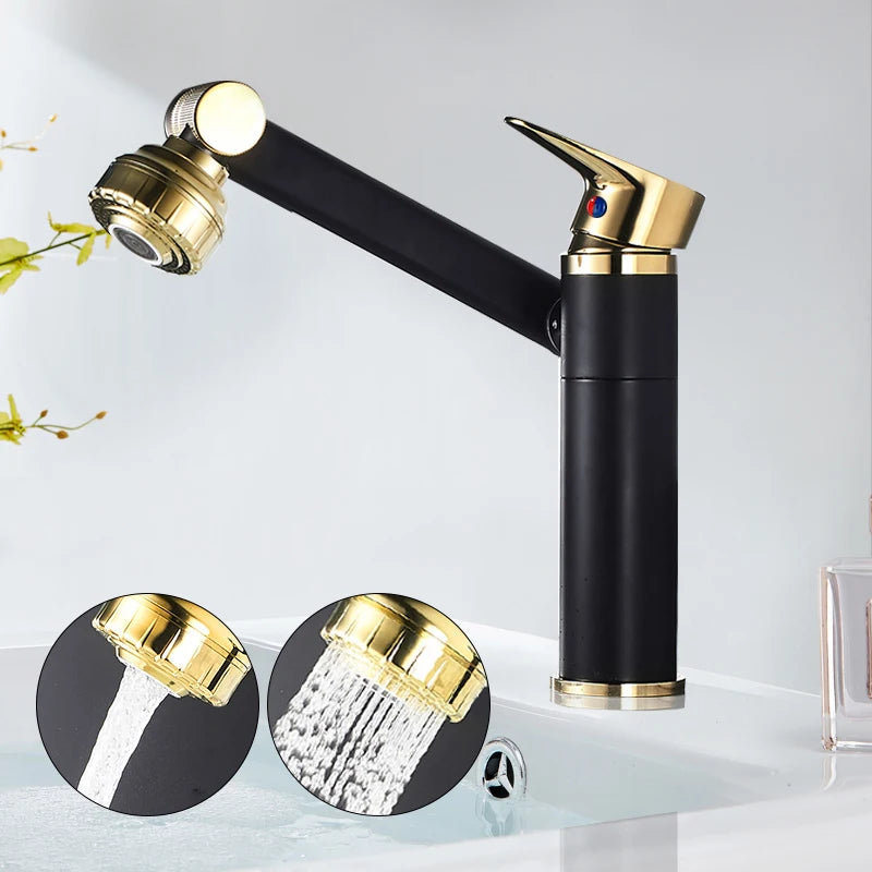 ELLEN Multifunction Bathroom Sink Faucet Hot Cold Water Mixer Crane Antique Bronze Deck Mounted Universal Water Taps EL13266