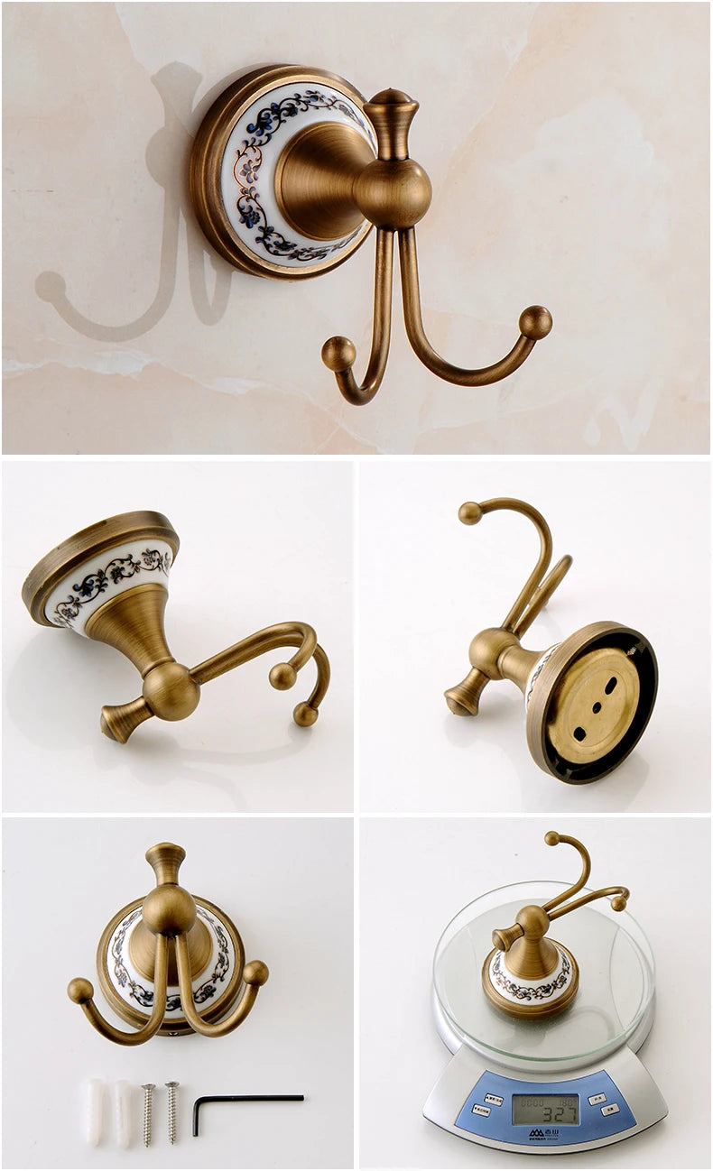 Antique Bronze Bathroom Accessories Sets Towel Shelf Towel Holder Toilet Paper Holder Rove Hook Ceramic Bathroom Products EL3100
