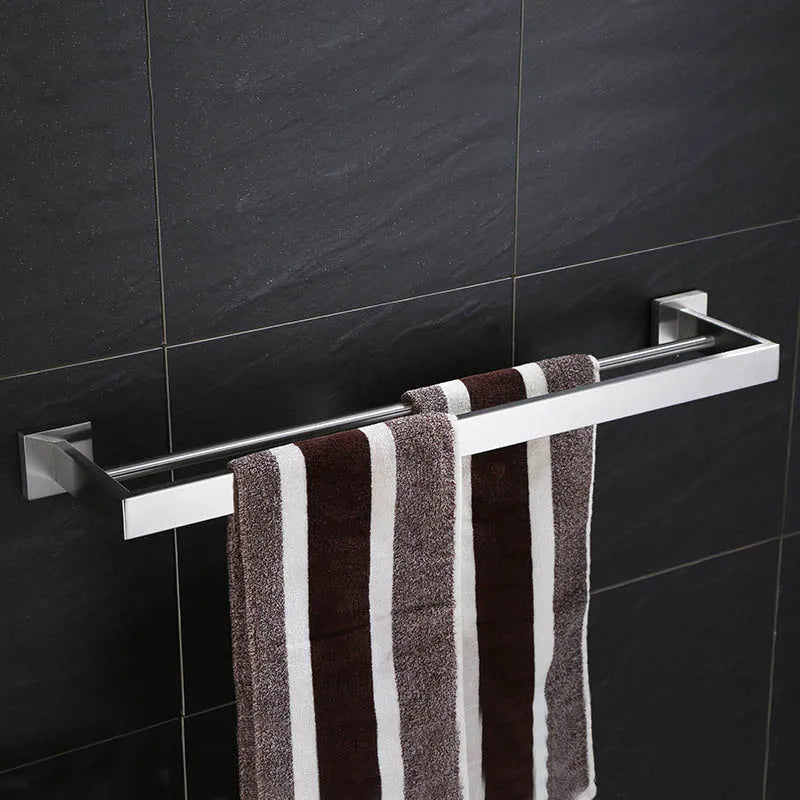 Stainless Steel Double Towel Bars Square Towel Rack Holder Wall Mounted Bathroom Accessories Brushed Gold/Brushed/Mirror/Black