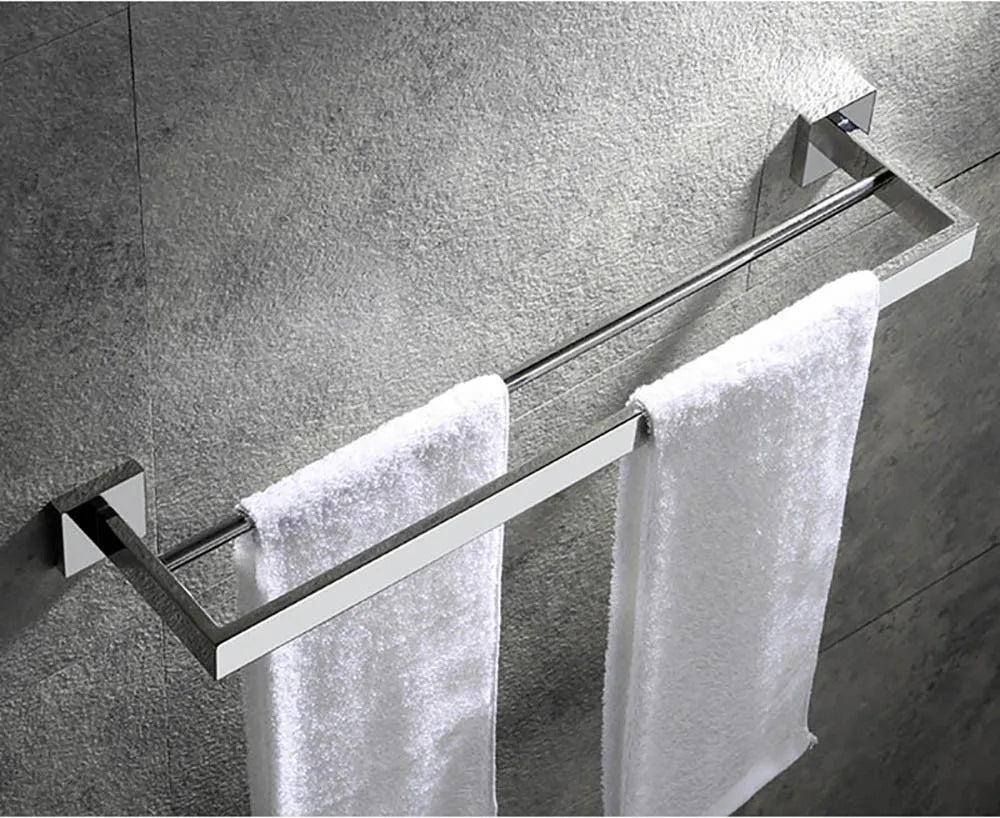 Stainless Steel Double Towel Bars Square Towel Rack Holder Wall Mounted Bathroom Accessories Brushed Gold/Brushed/Mirror/Black