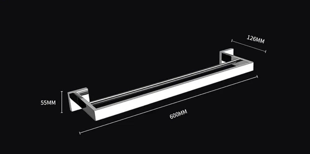 Stainless Steel Double Towel Bars Square Towel Rack Holder Wall Mounted Bathroom Accessories Brushed Gold/Brushed/Mirror/Black