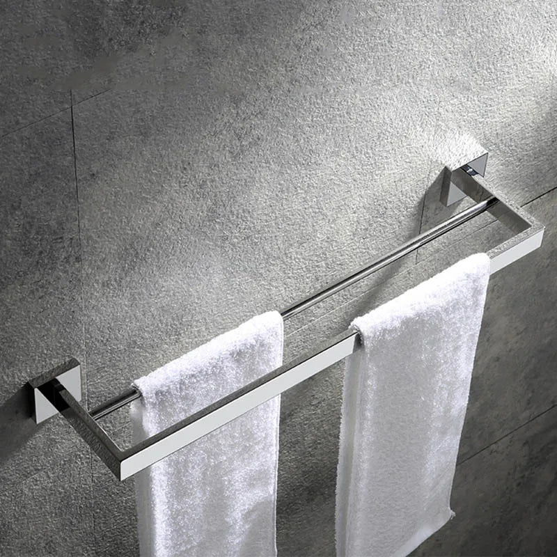 Stainless Steel Double Towel Bars Square Towel Rack Holder Wall Mounted Bathroom Accessories Brushed Gold/Brushed/Mirror/Black