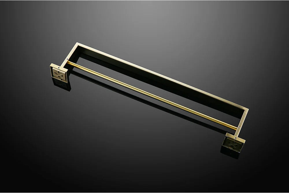 Stainless Steel Double Towel Bars Square Towel Rack Holder Wall Mounted Bathroom Accessories Brushed Gold/Brushed/Mirror/Black