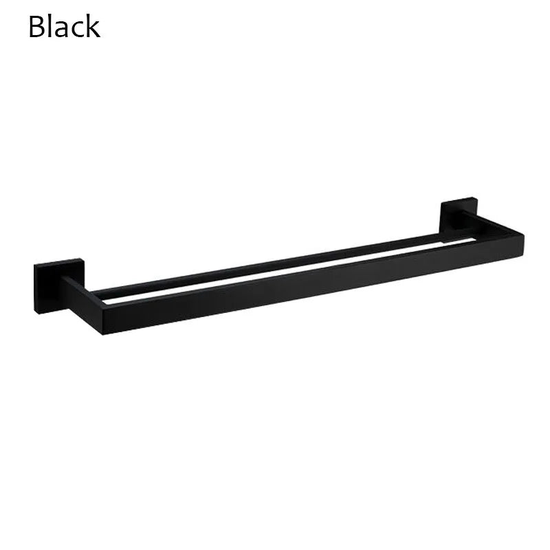 Stainless Steel Double Towel Bars Square Towel Rack Holder Wall Mounted Bathroom Accessories Brushed Gold/Brushed/Mirror/Black