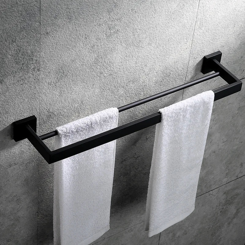 Stainless Steel Double Towel Bars Square Towel Rack Holder Wall Mounted Bathroom Accessories Brushed Gold/Brushed/Mirror/Black