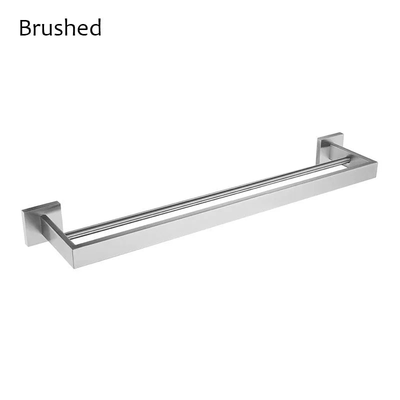 Stainless Steel Double Towel Bars Square Towel Rack Holder Wall Mounted Bathroom Accessories Brushed Gold/Brushed/Mirror/Black