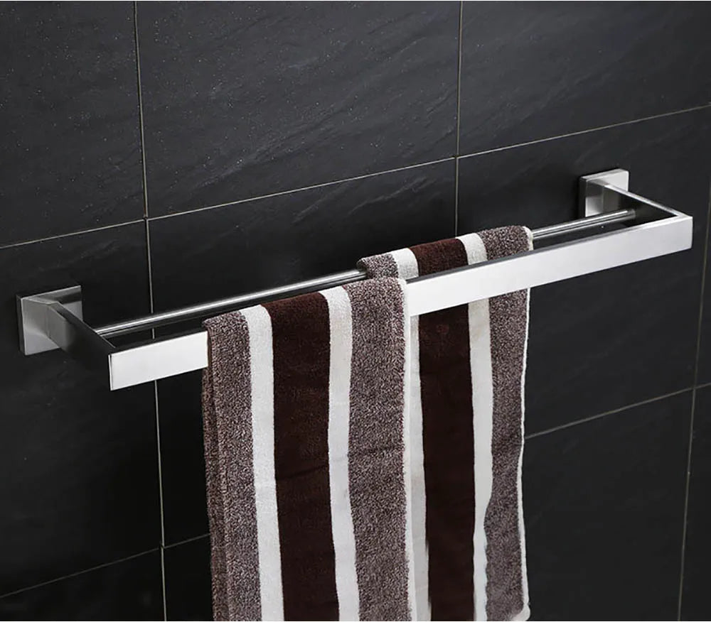 Stainless Steel Double Towel Bars Square Towel Rack Holder Wall Mounted Bathroom Accessories Brushed Gold/Brushed/Mirror/Black