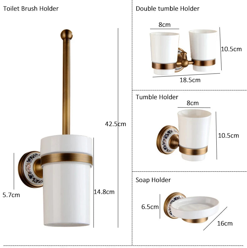 Antique Bronze Bathroom Accessories Sets Towel Shelf Towel Holder Toilet Paper Holder Rove Hook Ceramic Bathroom Products EL3100