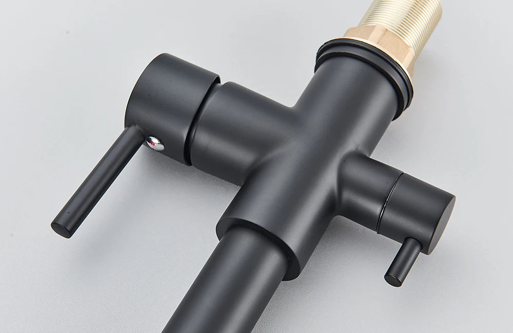 rozin Pull Down Filter Kitchen Faucet Black 3 Way Drinking Pure Water Faucets Brass 360° Flexible Purification Water Mixer Tap