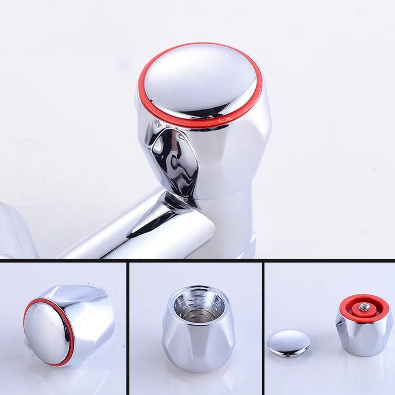 2pcs/Set  Faucet Handle Knob Metal Replacement Hot Cold Tap Switch Home Kitchen Bathroom Hotel Washbasin Sink Accessories